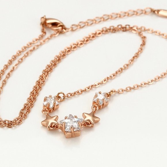 Adorable Star CZ 18KGP Necklace - Picture 7 of 10